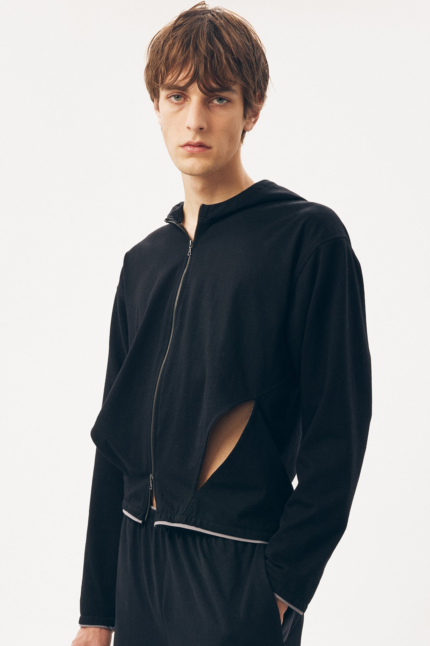 Slashed Jersey Track Top [Black]