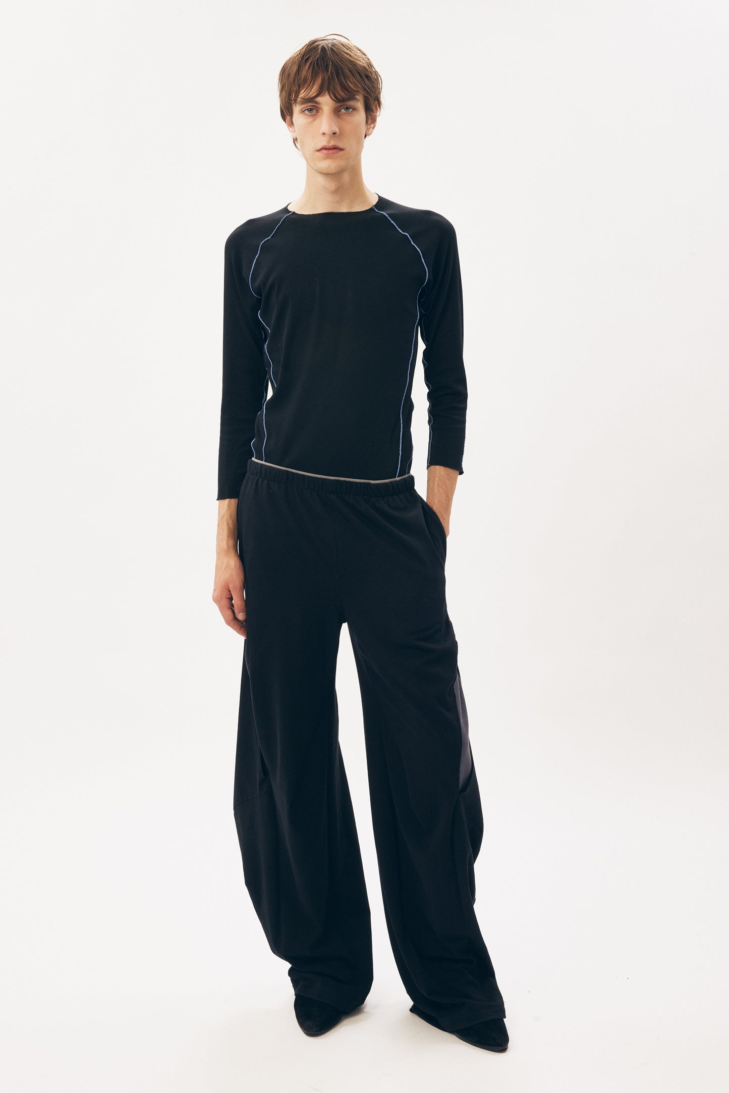 Slashed Jersey Track Bottom [Black]