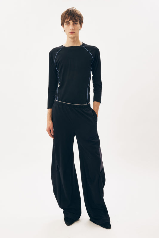 Slashed Jersey Track Bottom [Black]