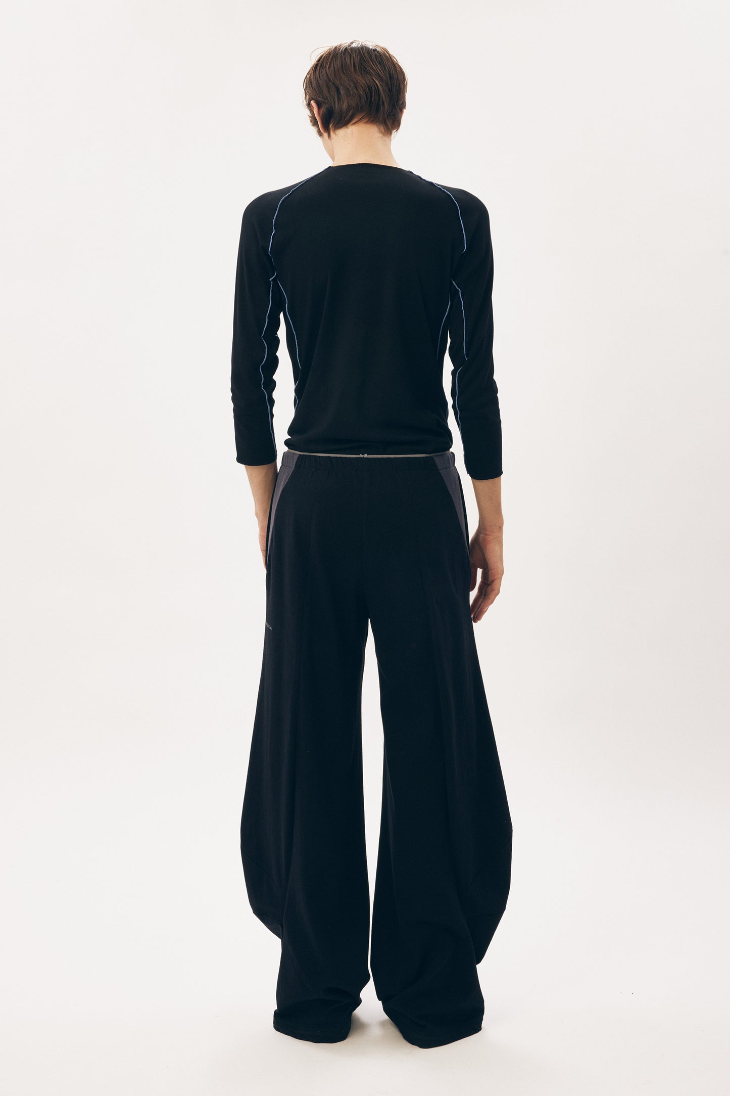 Slashed Jersey Track Bottom [Black]