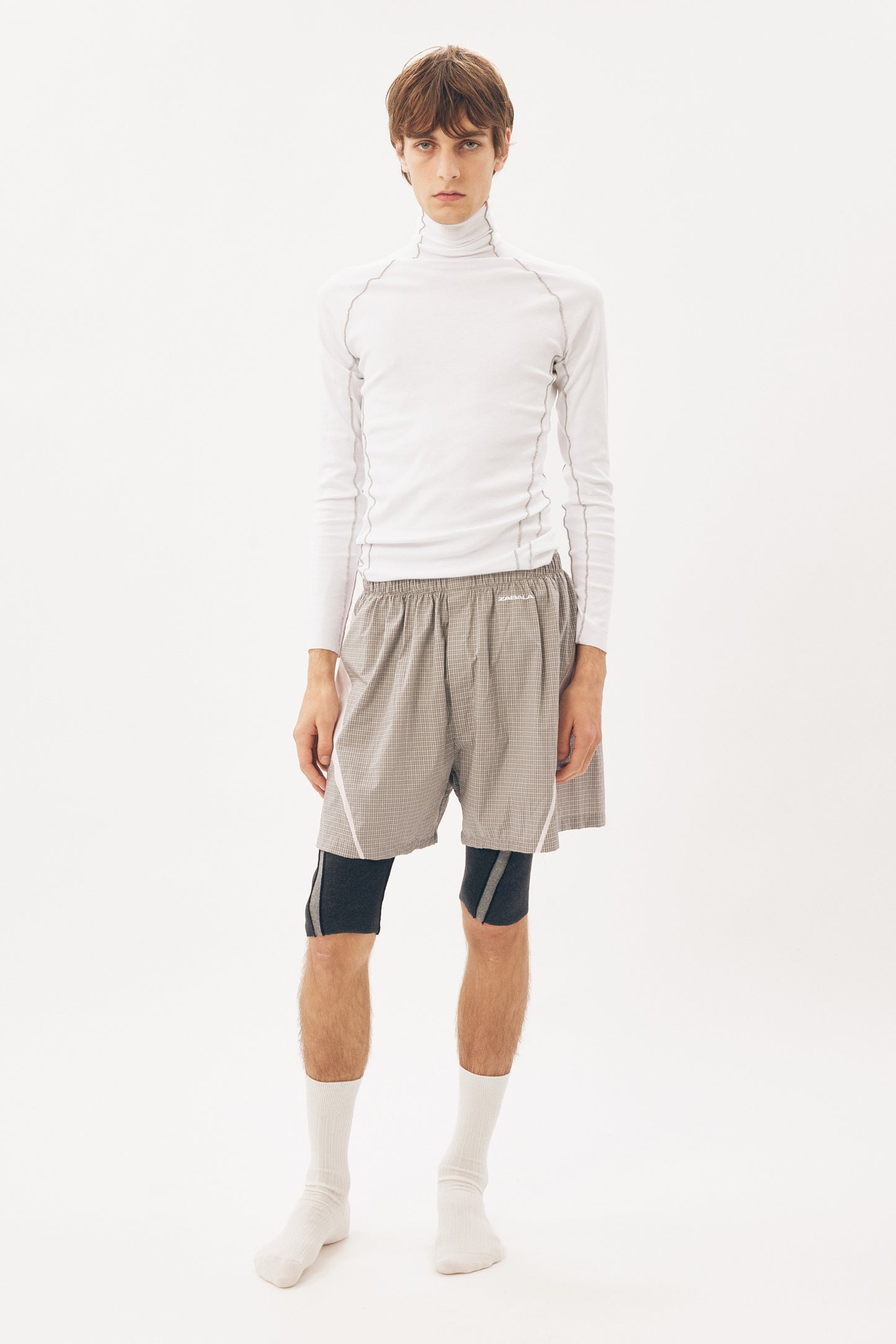 Boxers [Light Grey Check Baby Pink Insert]