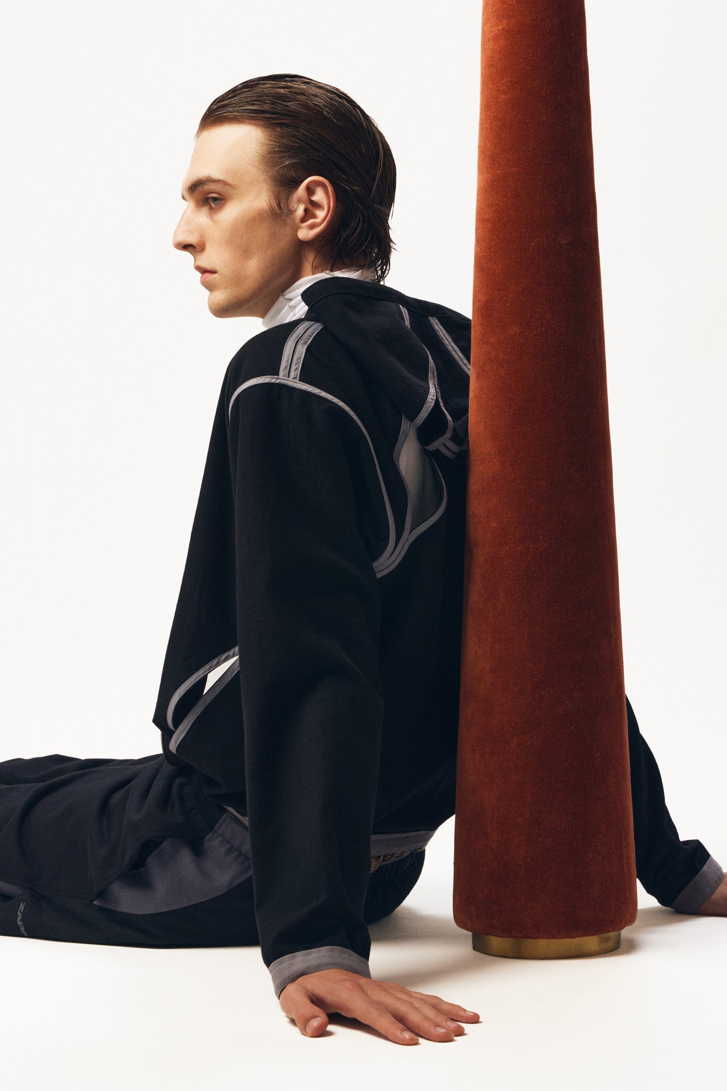 Slashed Jersey Track Top [Black]