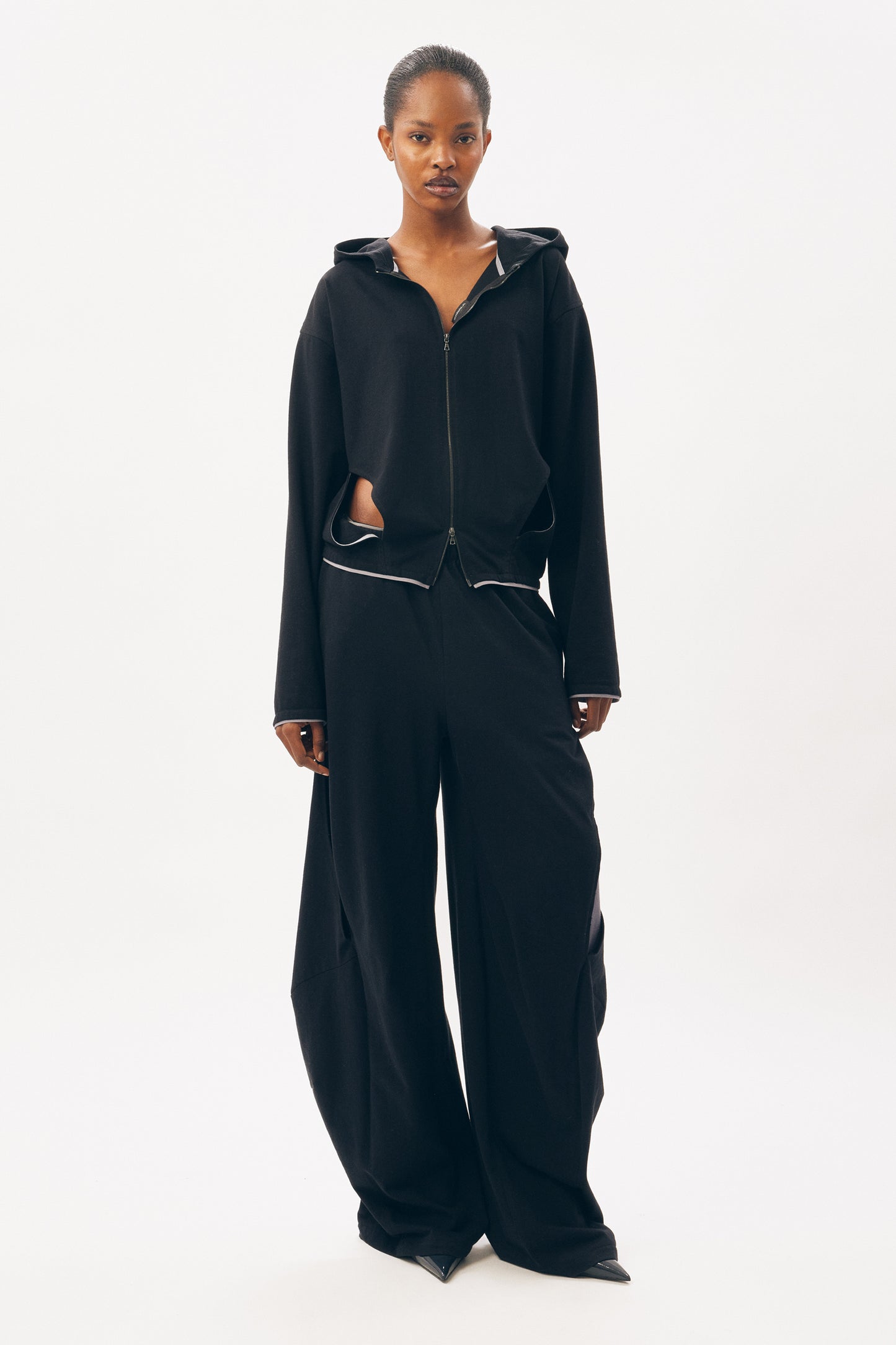 Slashed Jersey Track Top [Black]