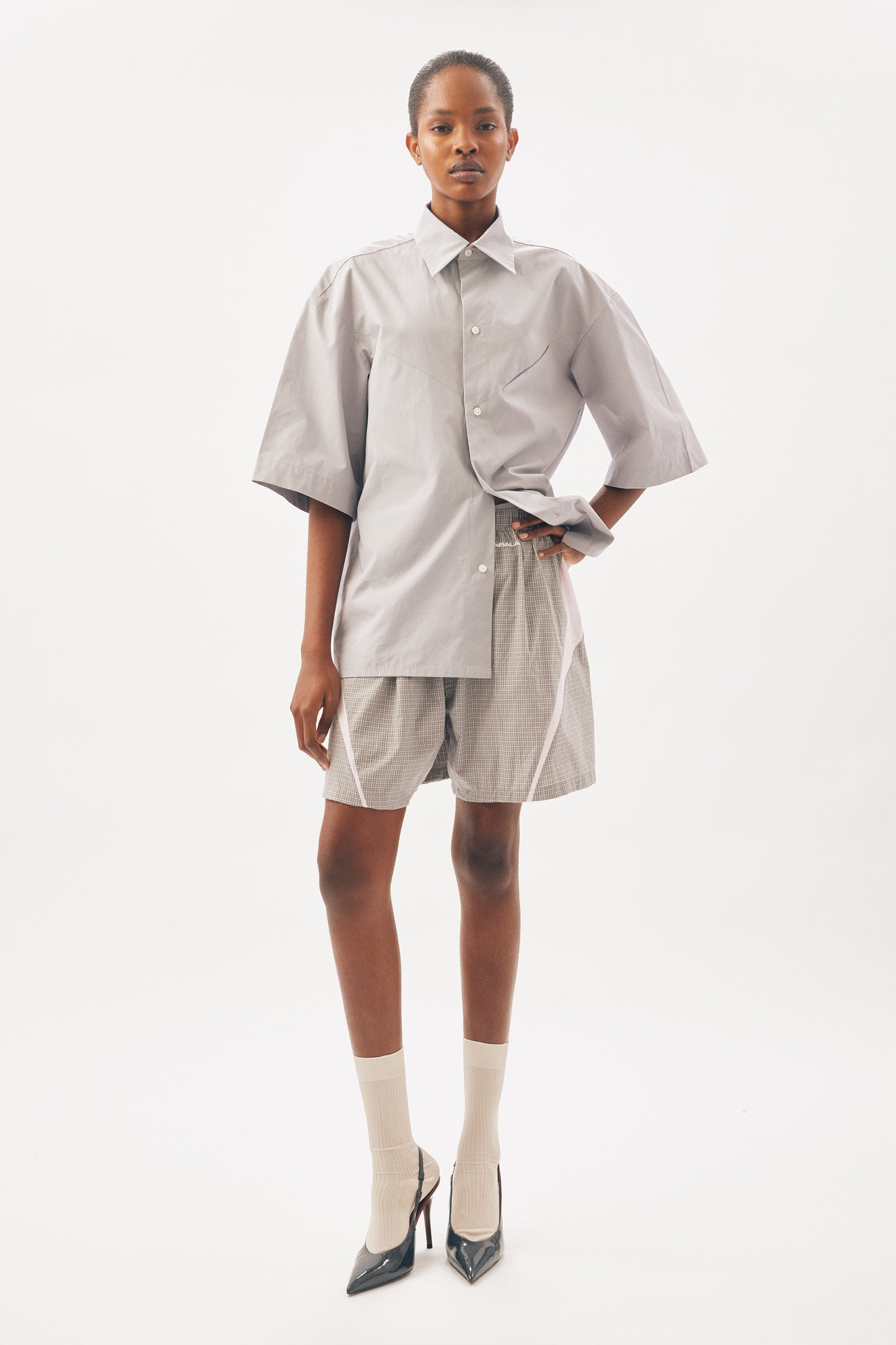 Boxers [Light Grey Check Baby Pink Insert]